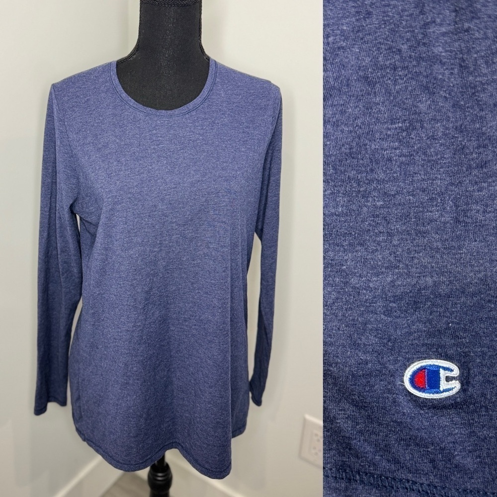 Champion Blue Long Sleeve Logo’d Shirt (L)